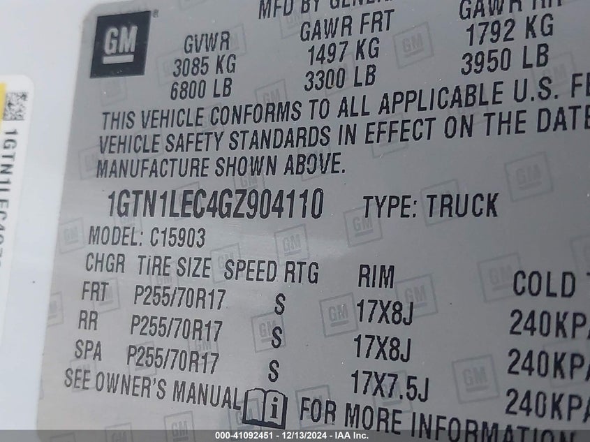 2016 GMC SIERRA 1500 - 1GTN1LEC4GZ904110