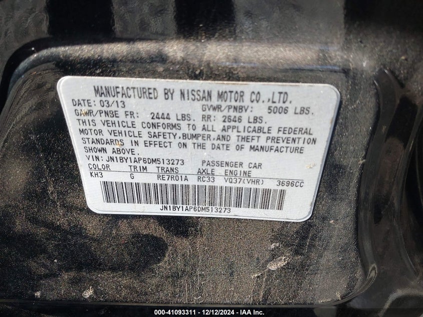 2013 INFINITI M37 - JN1BY1AP6DM513273