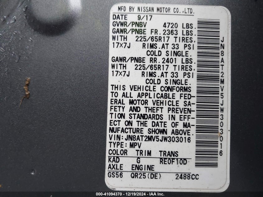 2018 NISSAN ROGUE SV - JN8AT2MV5JW303016