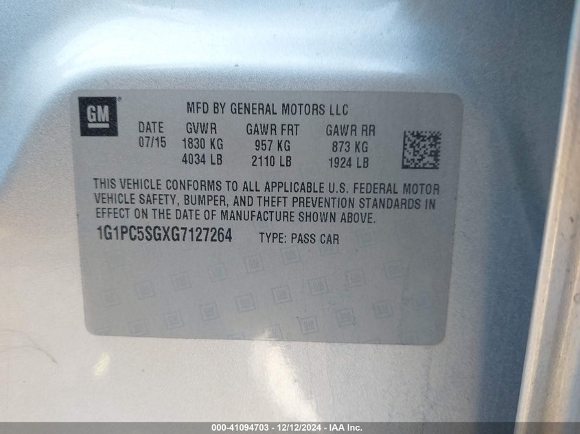 2016 CHEVROLET CRUZE LIMITED LS AUTO - 1G1PC5SGXG7127264