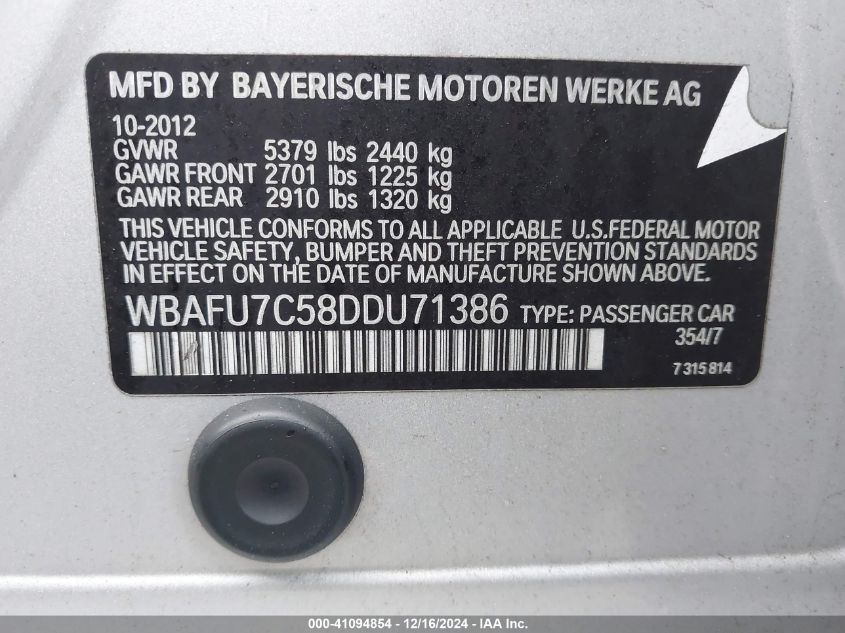 2013 BMW 535I XDRIVE - WBAFU7C58DDU71386