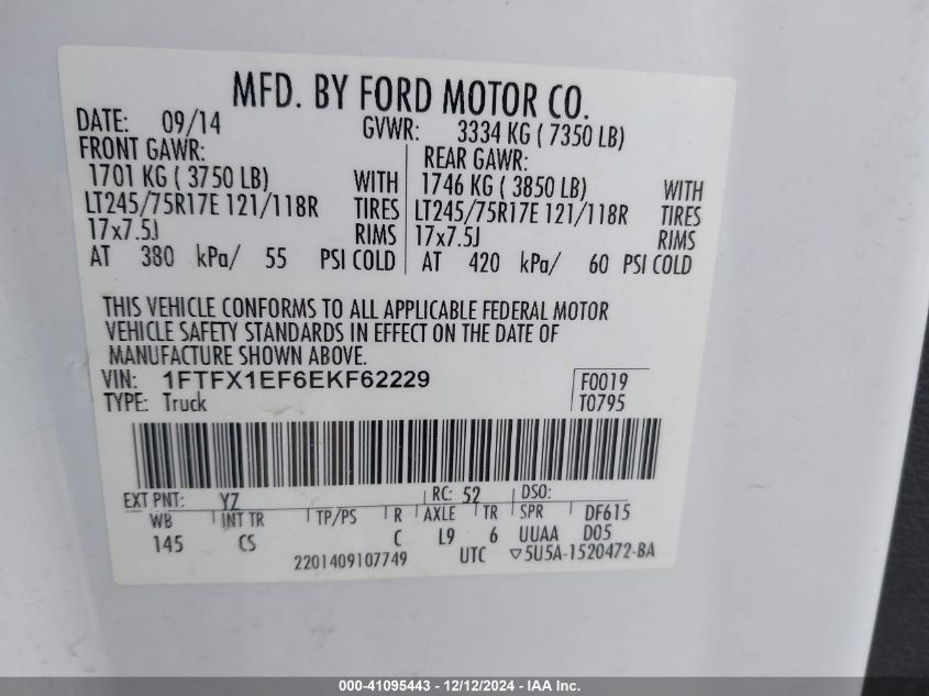 VIN 1FTFX1EF6EKF62229 2014 FORD F-150 no.9