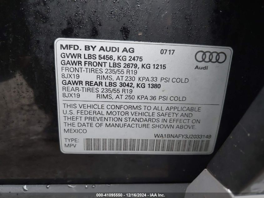 VIN WA1BNAFY3J2033149 2018 Audi Q5, 2.0T Premium/2.... no.9