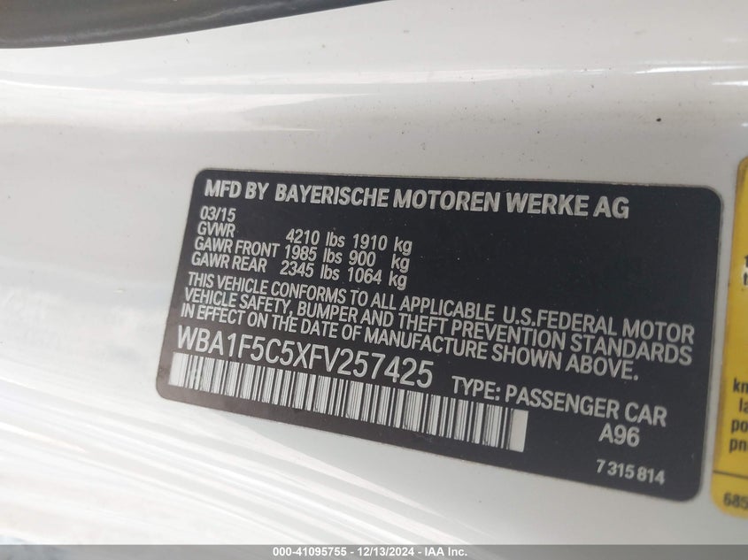 2015 BMW 228I WBA1F5C5XFV257425