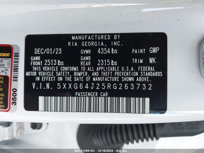 2024 KIA K5 VIN: 5XXG64J25RG263732