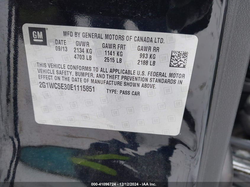 2014 CHEVROLET IMPALA LIMITED VIN: 2G1WC5E30E1115851