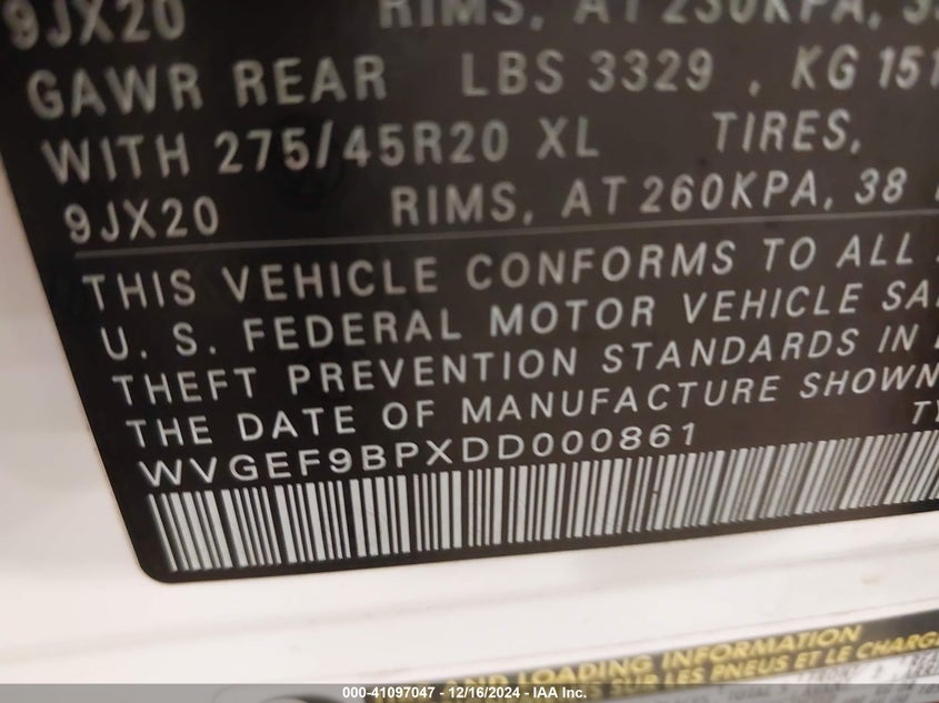 2013 VOLKSWAGEN TOUAREG VR6 EXECUTIVE - WVGEF9BPXDD000861