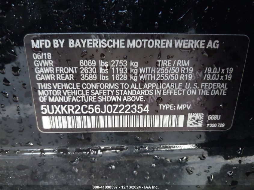 VIN 5UXKR2C56J0Z22354 2018 BMW X5, Sdrive35I no.9