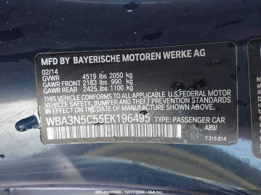 VIN WBA3N5C55EK196495 2014 BMW 428I no.9