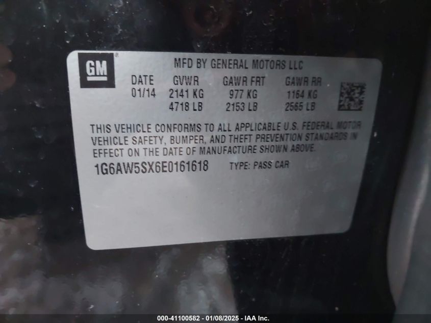 VIN 1G6AW5SX6E0161618 2014 Cadillac CTS, Standard no.9