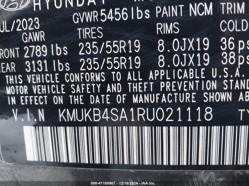 2024 Genesis Gv60 Standard Rwd VIN: KMUKB4SA1RU021118 Lot: 41100907
