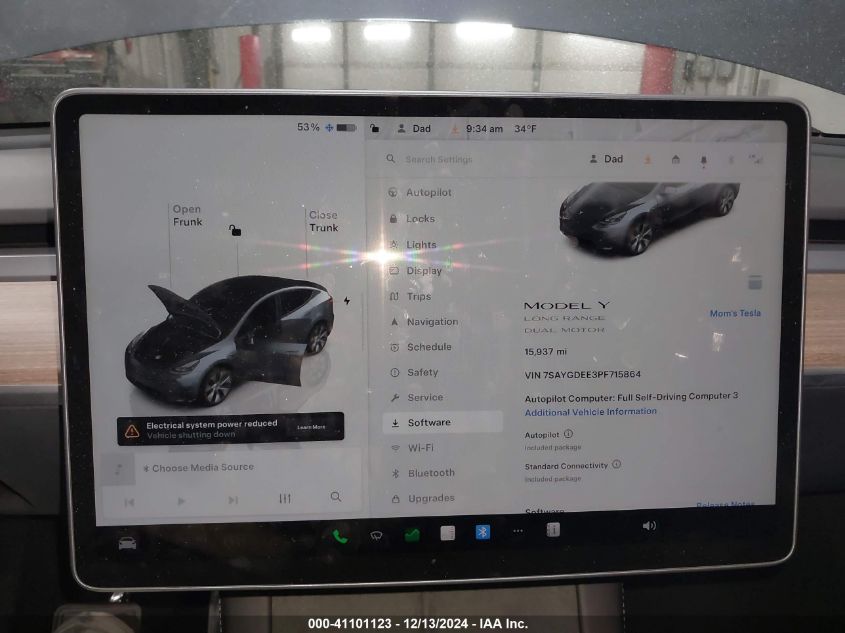 2023 Tesla Model Y Awd/Long Range Dual Motor All-Wheel Drive VIN: 7SAYGDEE3PF715864 Lot: 41101123