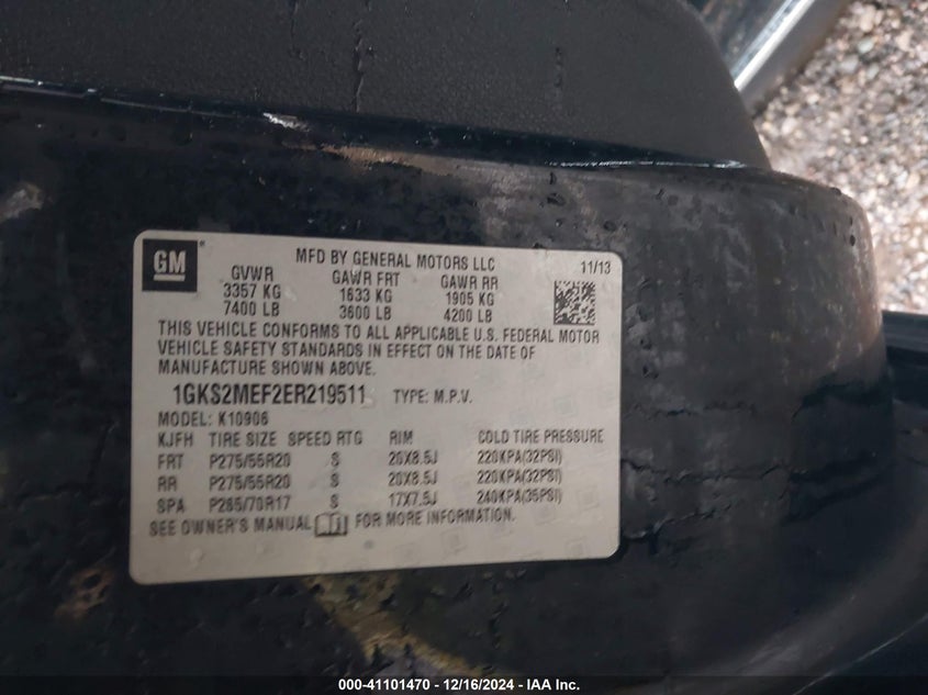 2014 GMC YUKON XL 1500 DENALI - 1GKS2MEF2ER219511