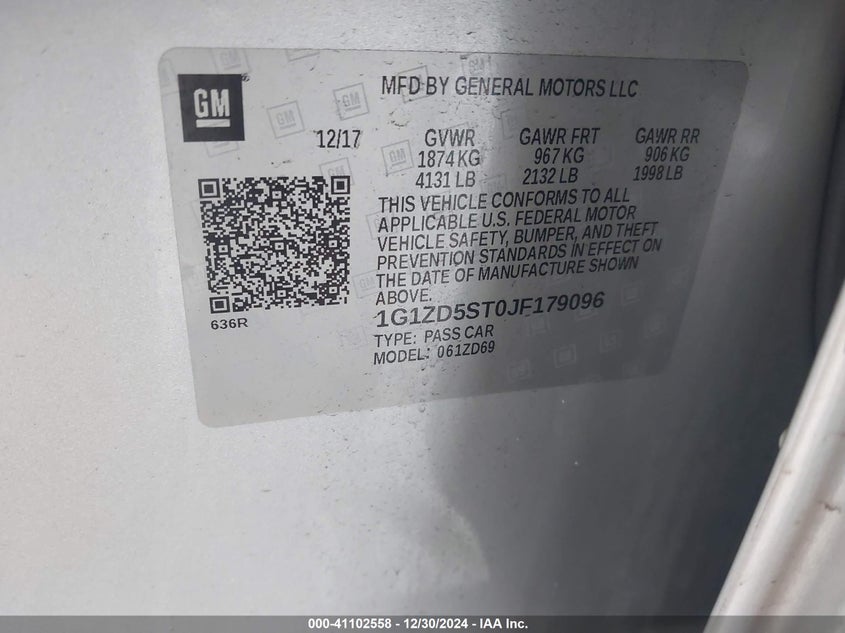 2018 CHEVROLET MALIBU VIN: 1G1ZD5ST0JF179096