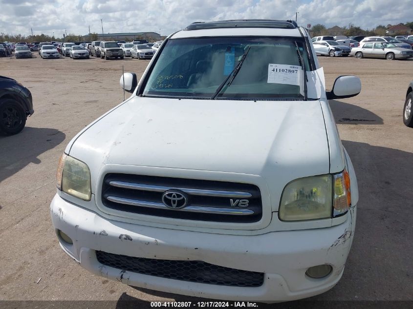 2001 Toyota Sequoia Limited V8 VIN: 5TDZT38A21S042875 Lot: 41102807