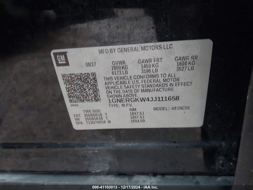 2018 CHEVROLET TRAVERSE LT - 1GNERGKW4JJ111658