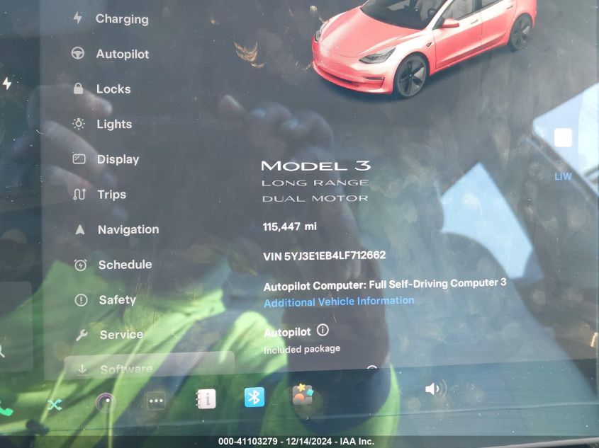 2020 Tesla Model 3 Long Range Dual Motor All-Wheel Drive VIN: 5YJ3E1EB4LF712662 Lot: 41103279