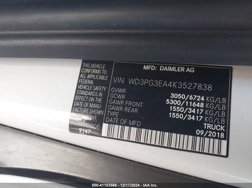 2019 MERCEDES-BENZ METRIS - WD3PG3EA4K3527838