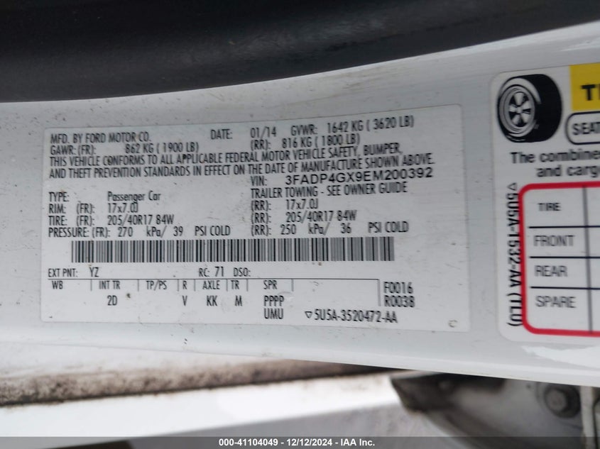 2014 FORD FIESTA ST - 3FADP4GX9EM200392