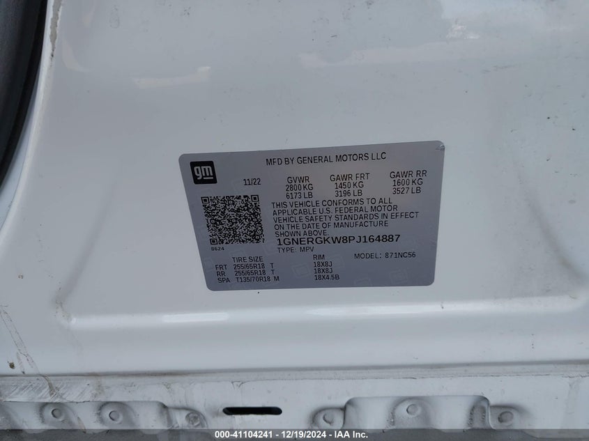 2023 CHEVROLET TRAVERSE FWD LT CLOTH - 1GNERGKW8PJ164887