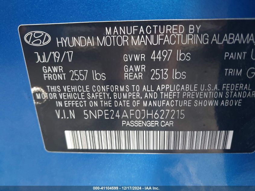 2018 HYUNDAI SONATA SE - 5NPE24AF0JH627215