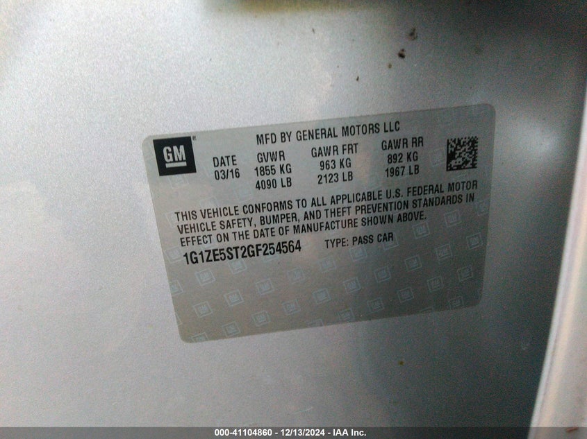 2016 CHEVROLET MALIBU 1LT - 1G1ZE5ST2GF254564