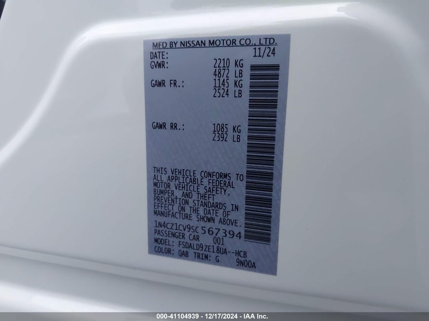 2025 NISSAN LEAF SV PLUS - 1N4CZ1CV9SC567394