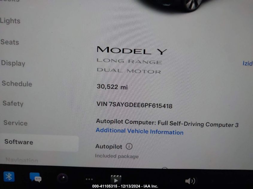 2023 Tesla Model Y Awd/Long Range Dual Motor All-Wheel Drive VIN: 7SAYGDEE6PF615418 Lot: 41105315