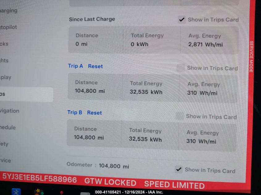 2020 Tesla Model 3 Long Range Dual Motor All-Wheel Drive VIN: 5YJ3E1EB5LF588966 Lot: 41105421