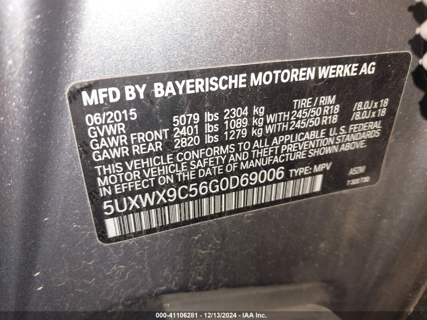 VIN 5UXWX9C56G0D69006 2016 BMW X3, Xdrive28I no.9