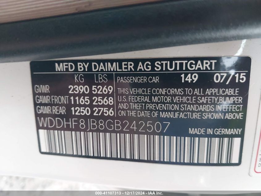 VIN WDDHF8JB8GB242507 2016 Mercedes-Benz E 350, 4Matic no.9