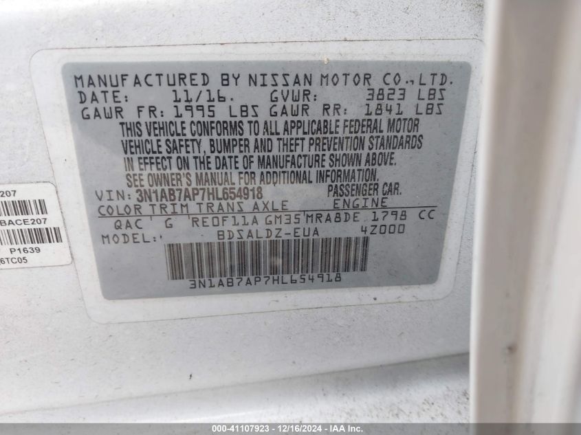 VIN 3N1AB7AP7HL654918 2017 NISSAN SENTRA no.9