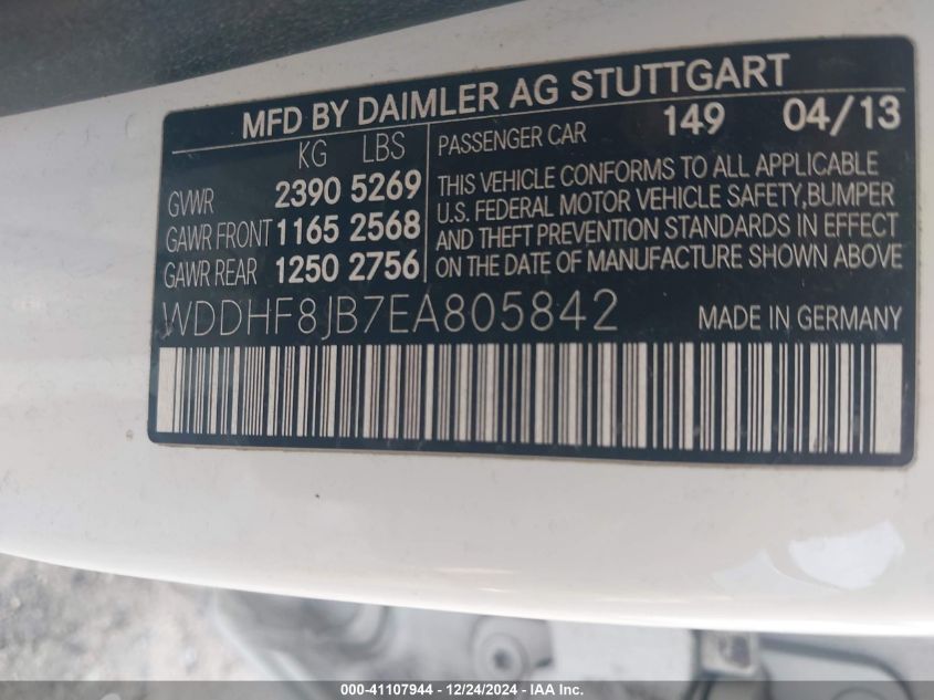 VIN WDDHF8JB7EA805842 2014 Mercedes-Benz E 350, 4Matic no.9