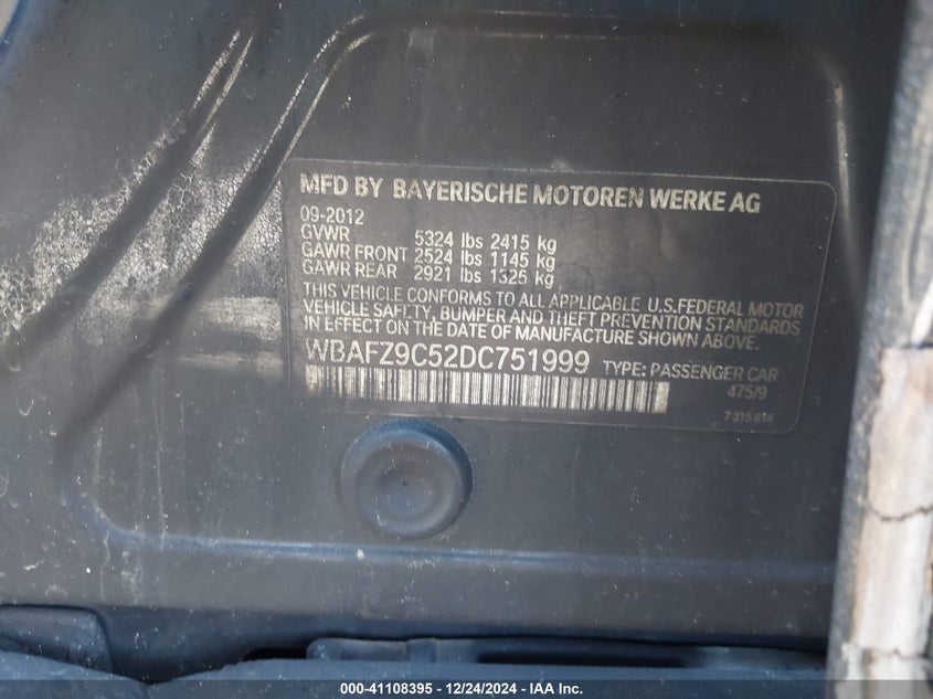 2013 BMW ACTIVEHYBRID 5 - WBAFZ9C52DC751999