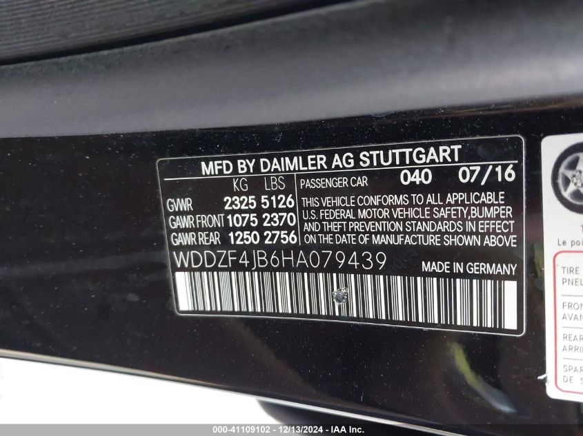 VIN WDDZF4JB6HA079439 2017 Mercedes-Benz E 300 no.9