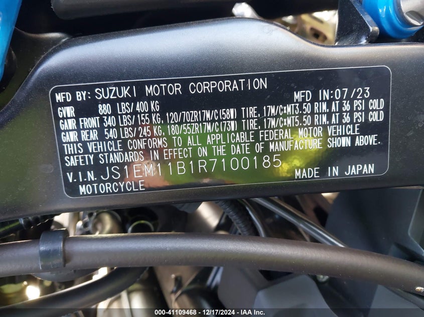 2024 SUZUKI GSX800 R - JS1EM11B1R7100185