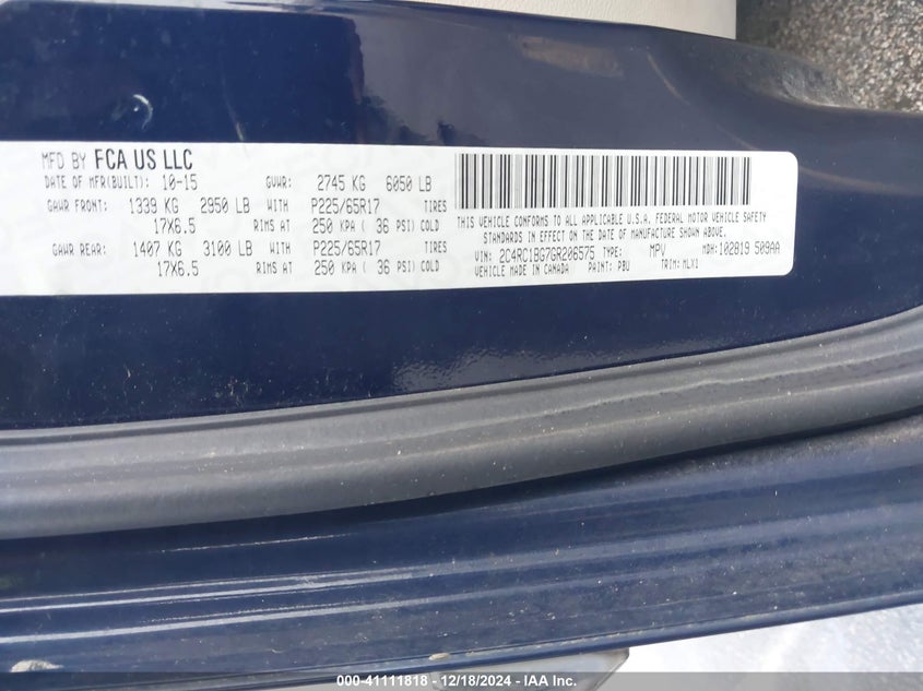 2016 CHRYSLER TOWN & COUNTRY TOURING - 2C4RC1BG7GR206575