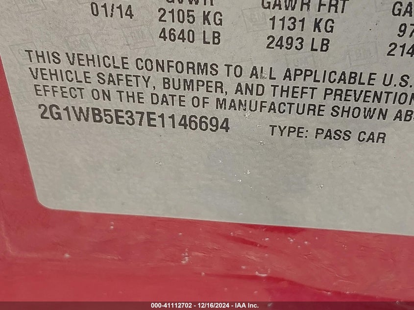 2014 CHEVROLET IMPALA LIMITED LT - 2G1WB5E37E1146694