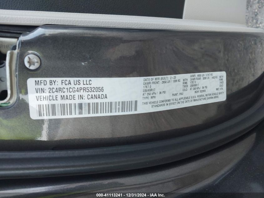 VIN 2C4RC1CG4PR532056 2023 Chrysler Voyager, LX no.9