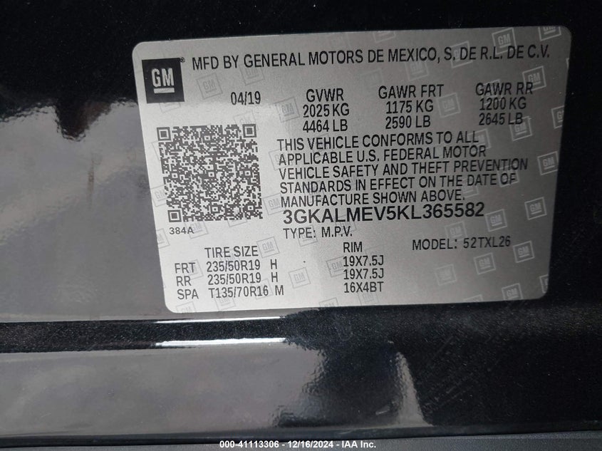 2019 GMC TERRAIN SLE - 3GKALMEV5KL365582