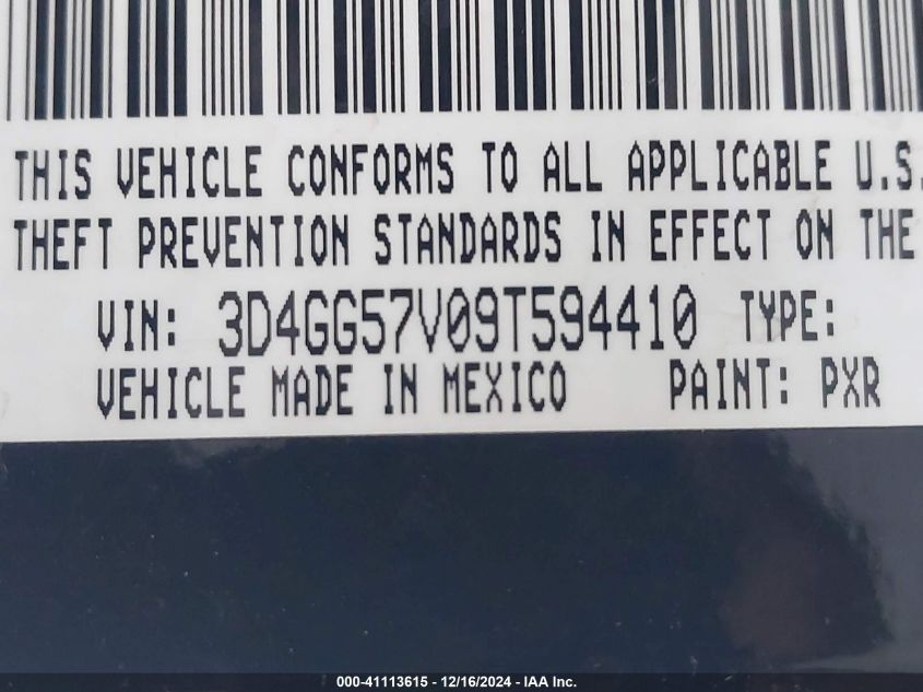 2009 Dodge Journey Sxt VIN: 3D4GG57V09T594410 Lot: 41113615