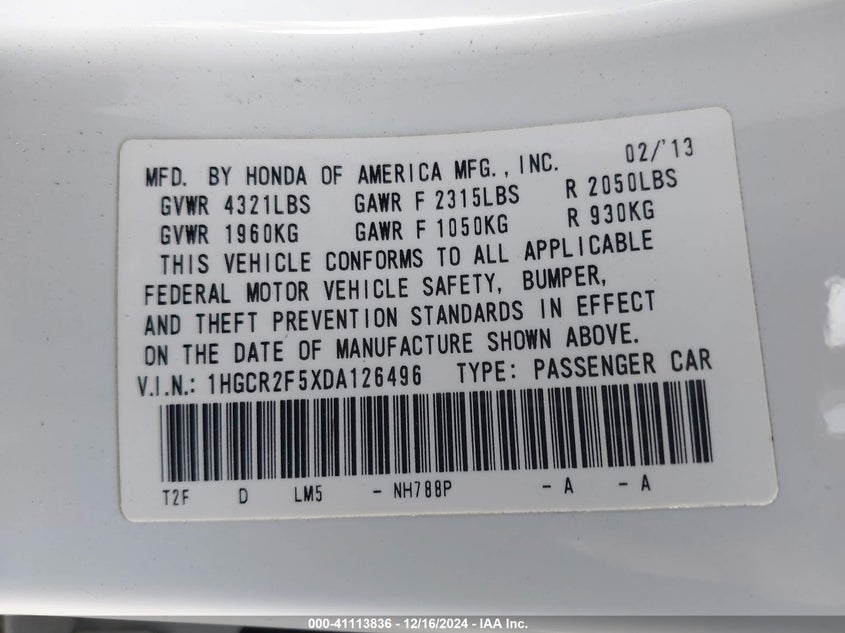 2013 HONDA ACCORD SPORT - 1HGCR2F5XDA126496
