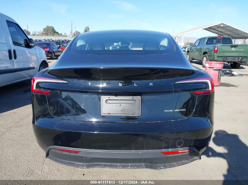 2024 Tesla Model 3 Long Range Dual Motor All-Wheel Drive VIN: 5YJ3E1EB4RF730796 Lot: 41117413