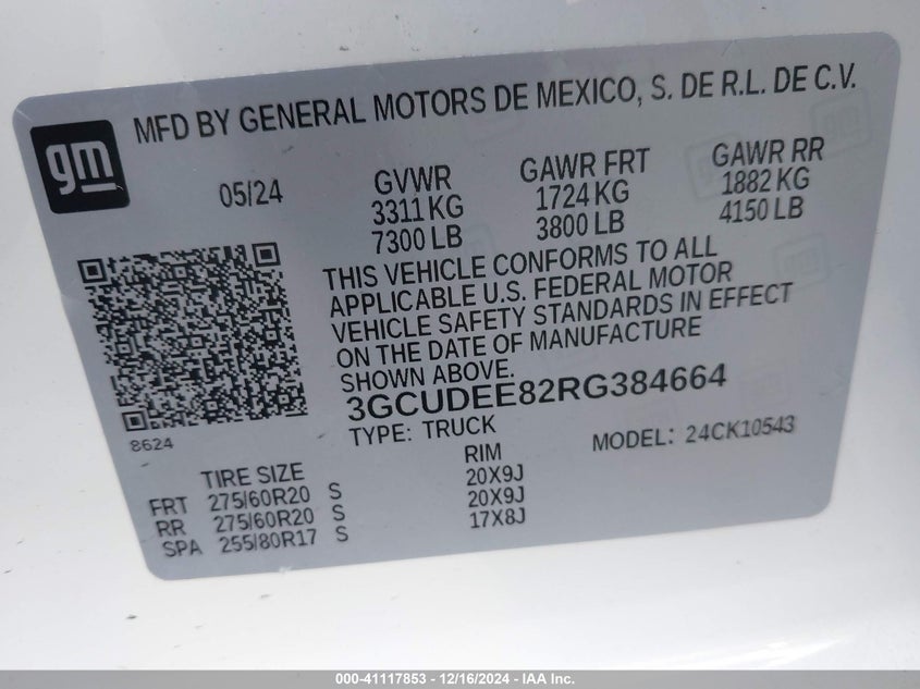 2024 CHEVROLET SILVERADO 1500 4WD  SHORT BED RST - 3GCUDEE82RG384664