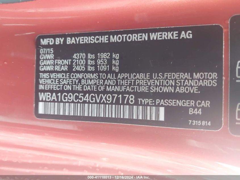 VIN WBA1G9C54GVX97178 2016 BMW 2 Series, 228I Xdrive no.9