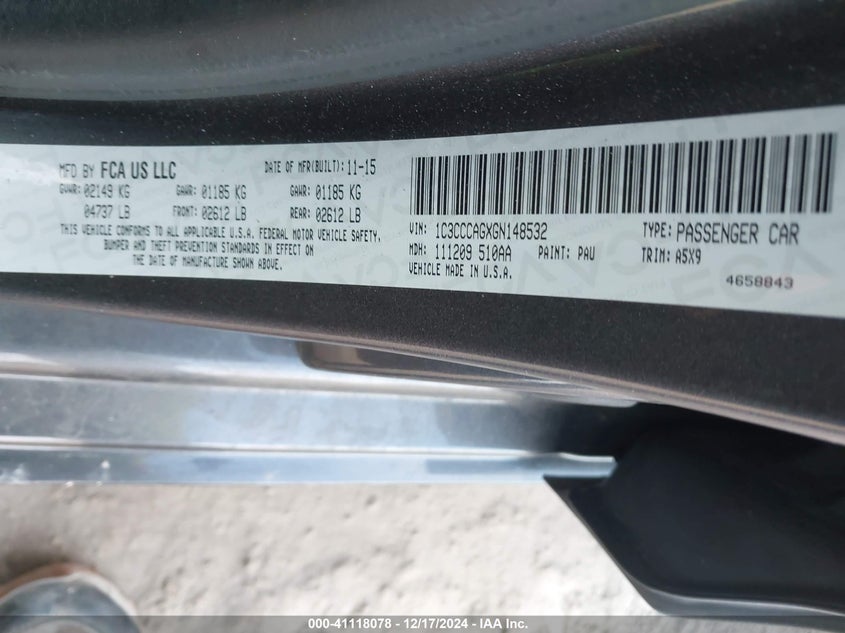 2016 CHRYSLER 200 LIMITED - 1C3CCCAGXGN148532