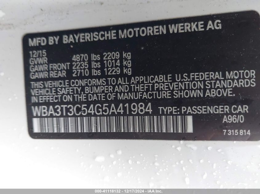 VIN WBA3T3C54G5A41984 2016 BMW 435I no.9