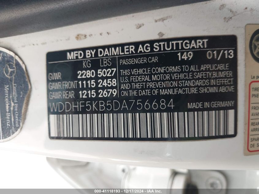 VIN WDDHF5KB5DA756684 2013 Mercedes-Benz E 350 no.9