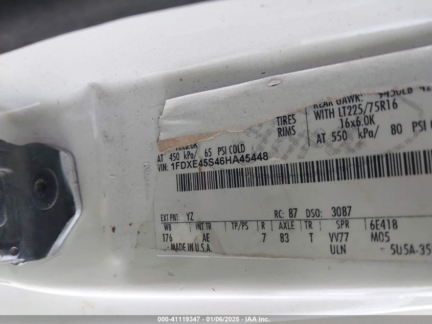 2006 Ford E-450 Cutaway VIN: 1FDXE45S46HA45448 Lot: 41119347