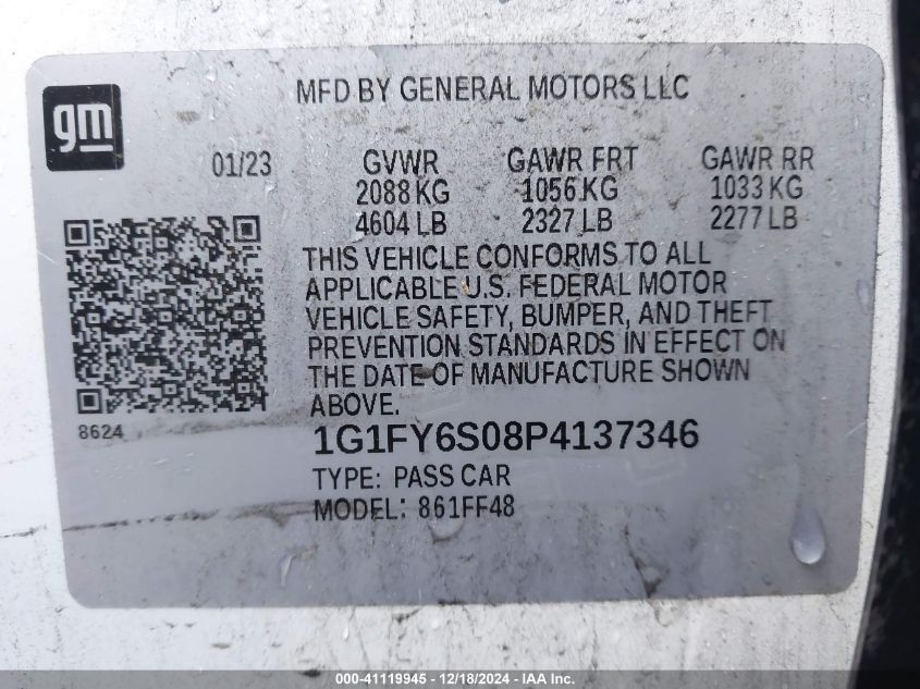 VIN 1G1FY6S08P4137346 2023 Chevrolet Bolt Euv, Fwd Lt no.9